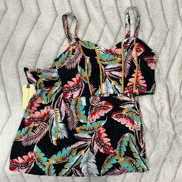 NWT Band of Gypsies Black Tropical 2 Piece Set - Picture 2 of 12